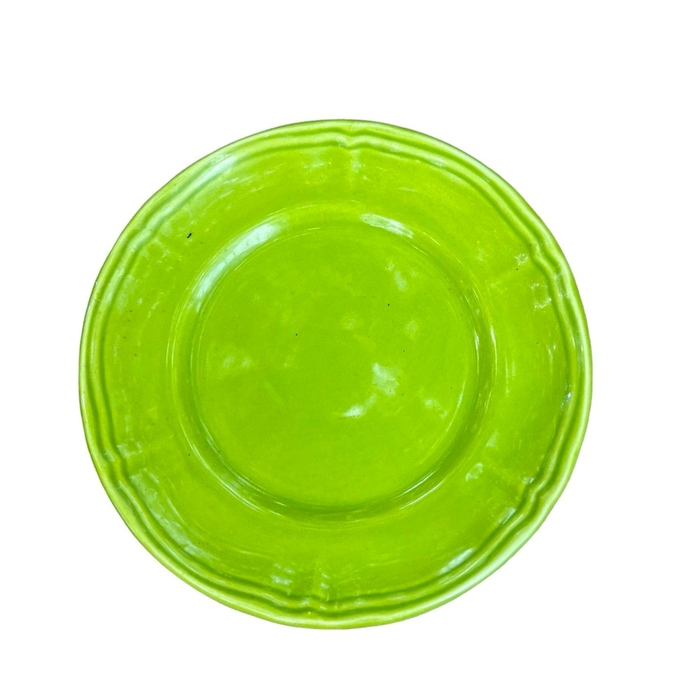 Vintage Longchamp Argent Green Salad Plate with Scalloped Edge